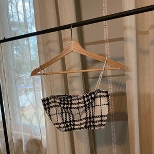Plaid Square Neck Tank Top